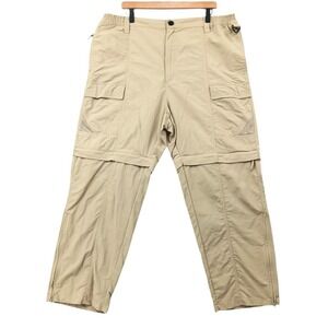 Reel Legends Convertible Cargo Pants Mens XL Beige Nylon Zip Off Fishing Outdoor